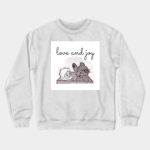 LOVE AND JOY TEDDY BEAR A DOLL BLACK AND WHITE Crewneck Sweatshirt by DAZu